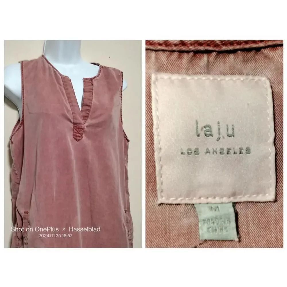 LAJU size Medium Sleeveless Tank Dress Red Pockets Comfort Color Beach